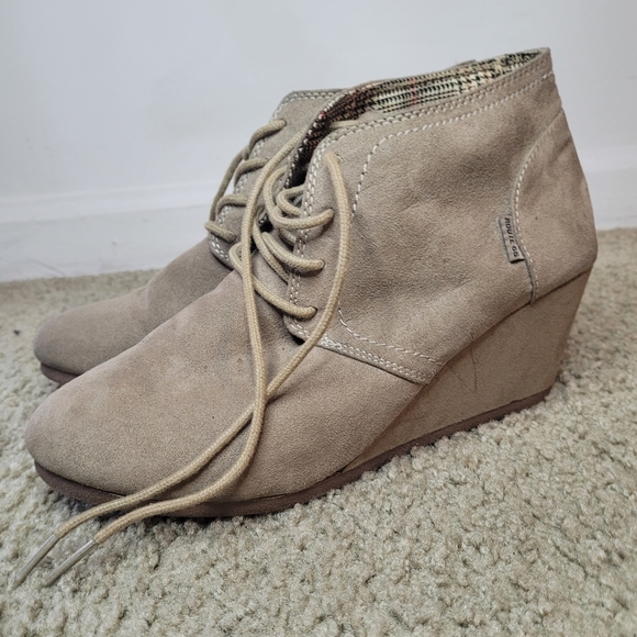 Taupe Ankle Boot Wedges - Picture 2 of 3